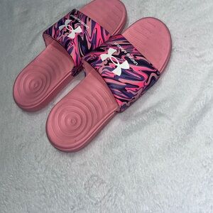 Under Armour Women's Pink and Purple Slide Sandals